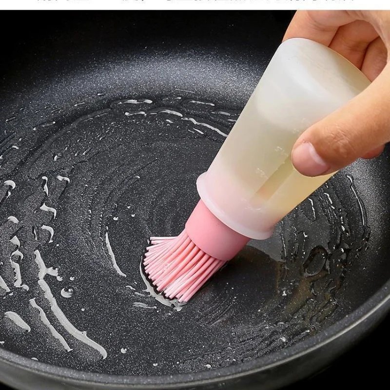 2-in-1 Silicone Oil Brush with Bottle High Temperature Resistant Liquid Oil Brush Dispenser Food Grade Cooking Baking BBQ Gadget