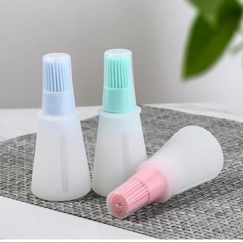 2-in-1 Silicone Oil Brush with Bottle High Temperature Resistant Liquid Oil Brush Dispenser Food Grade Cooking Baking BBQ Gadget