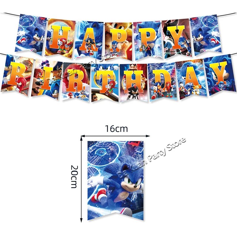 Sonic the Hedgehog Birthday Party Decor Sonic Disposable Tableware Tablecloth Plate Cup Gift Bag Kids Favor Gifts Party Supplies