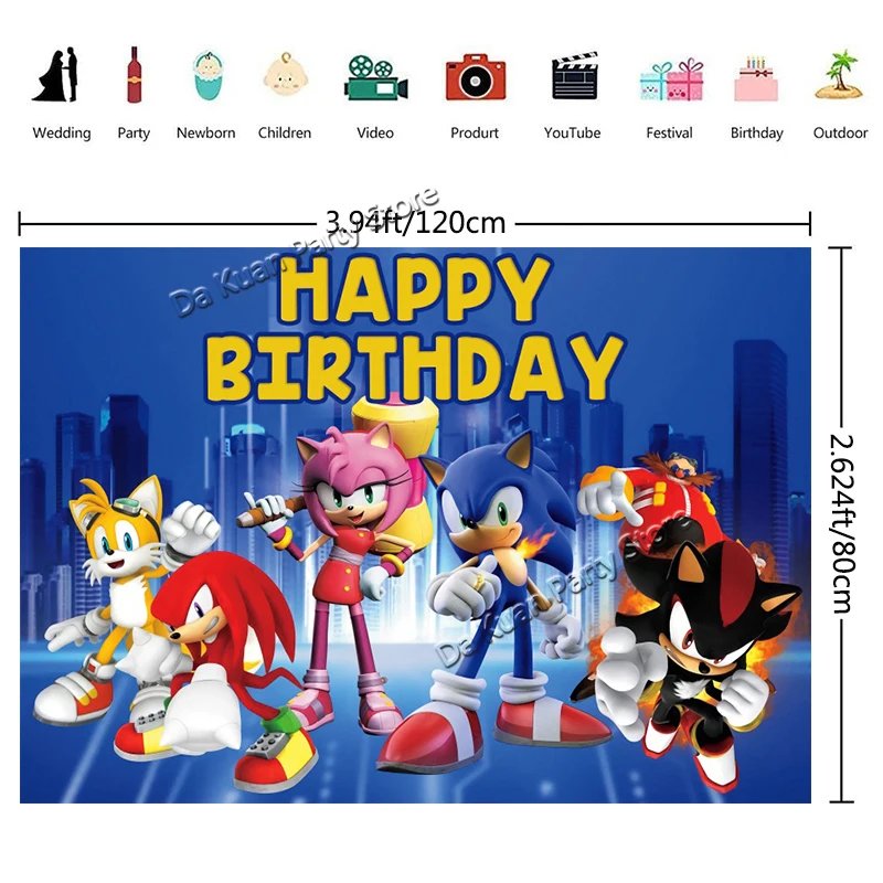 Sonic the Hedgehog Birthday Party Decor Sonic Disposable Tableware Tablecloth Plate Cup Gift Bag Kids Favor Gifts Party Supplies