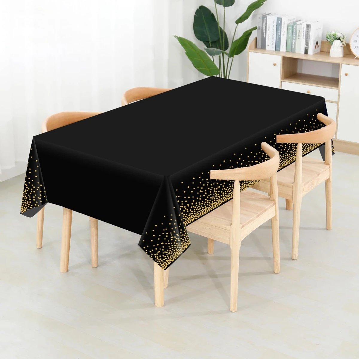 137x274cm Disposable White Tablecloths Rectangle Gold Dot Waterproof Party Table Covers for Birthday Wedding Party Decorations