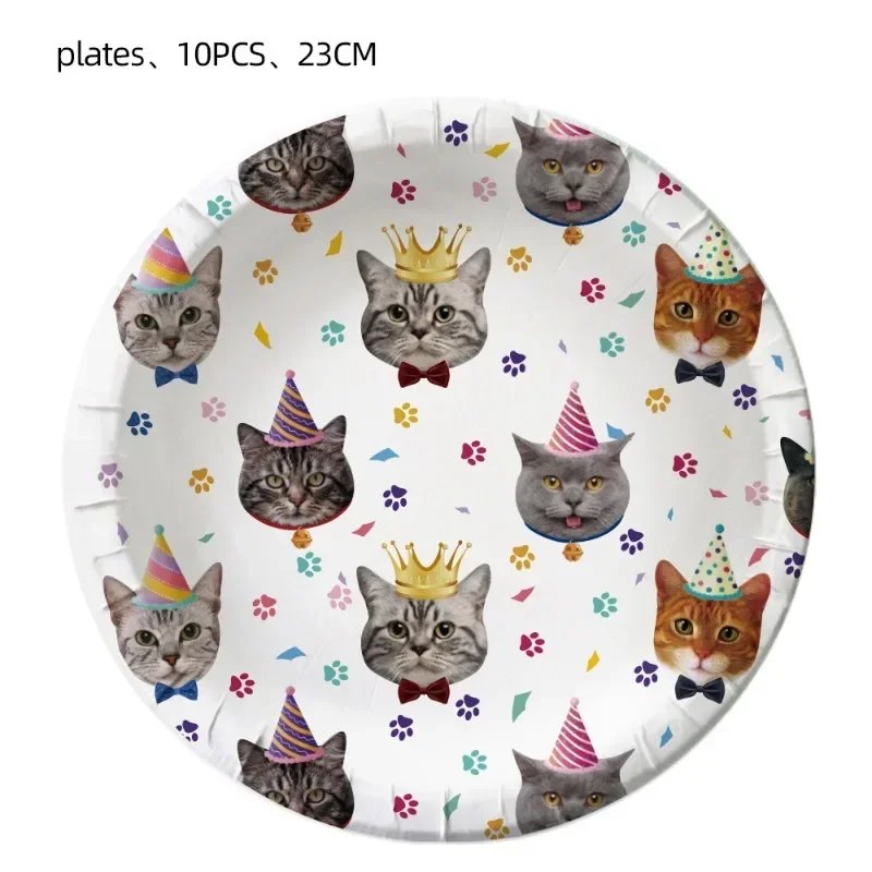 Disney Pet Cat Banner Balloon Napkins Disposable Children's Birthday Party Tableware Supplies