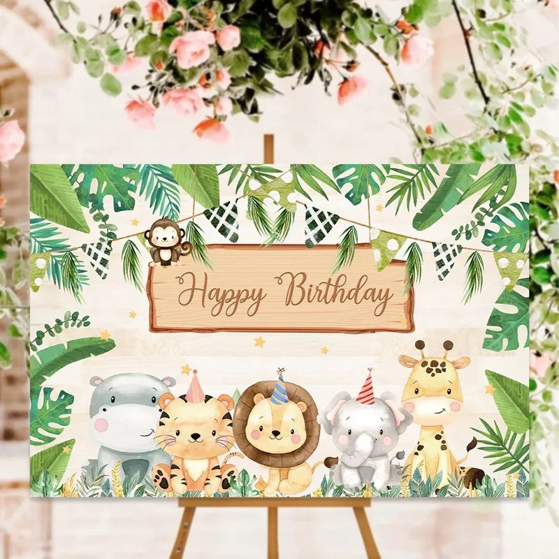 Jungle Animals Safari Cupcake Stand Baby Shower 1st Birthday Party Decorations Kids Disposable Tableware Wild One Party Supplies