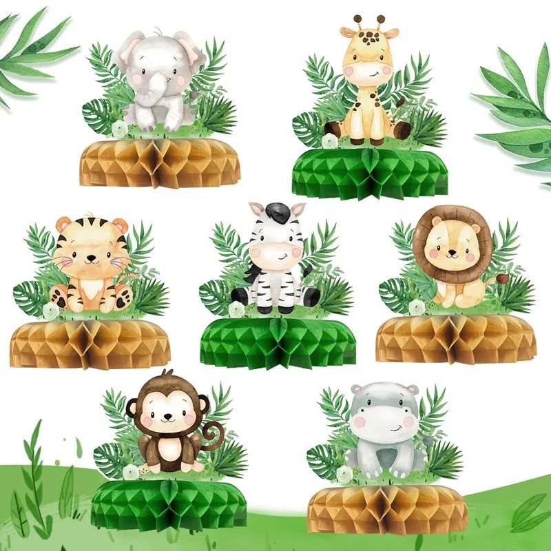 Jungle Animals Safari Cupcake Stand Baby Shower 1st Birthday Party Decorations Kids Disposable Tableware Wild One Party Supplies