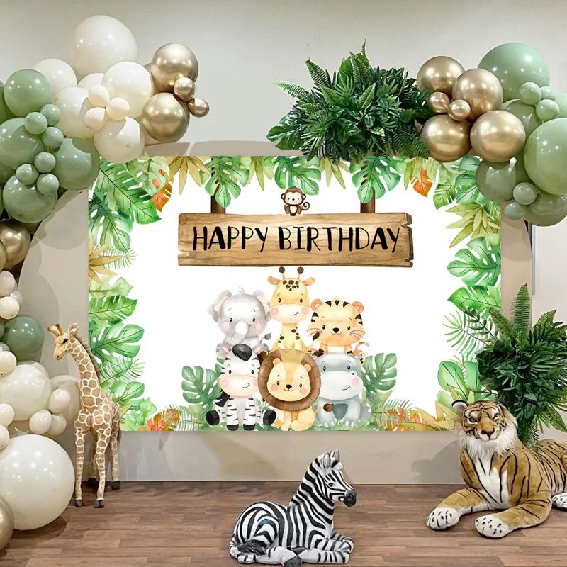 Jungle Animals Safari Cupcake Stand Baby Shower 1st Birthday Party Decorations Kids Disposable Tableware Wild One Party Supplies