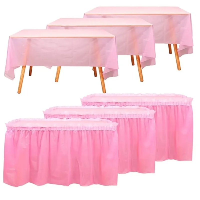 2 Pcs Disposable Tablecloth Table Skirt Thickened Waterproof Birthday Party Wedding Party Table Cloth Portable Wilderness Dinner