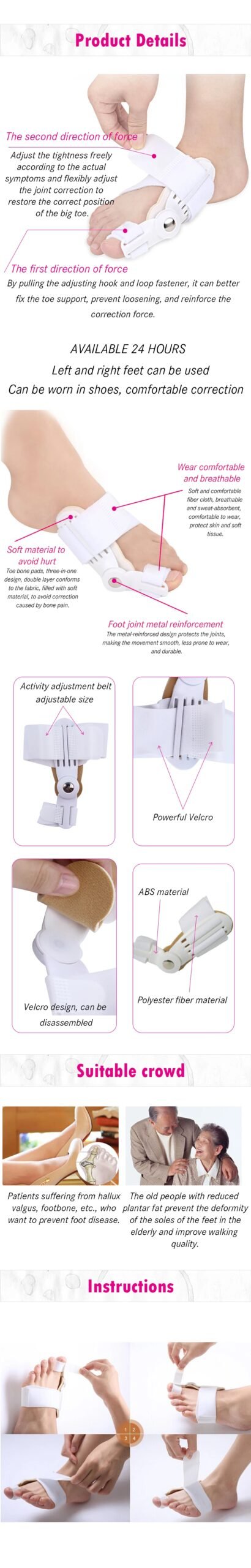 Big Toe Orthopedic Correction Device for Thumb Cystitis Thumb Care Orthotics Foot Pain Relief Bundle Splint Correction Device