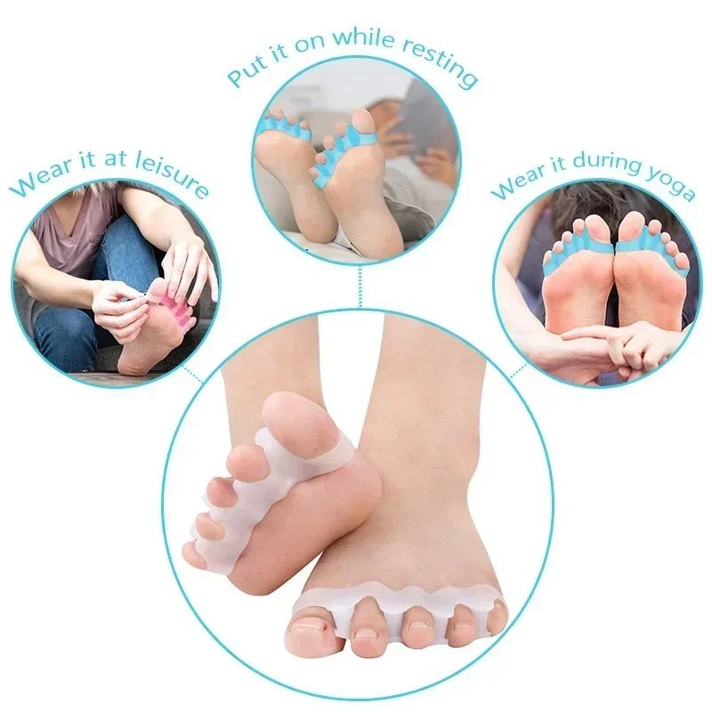 1 Pair Silicone Toe Separator, Bunion Corrector,Hammer Toe Corrector, Soft Silicone Material for Toe Separation Foot Care Tool