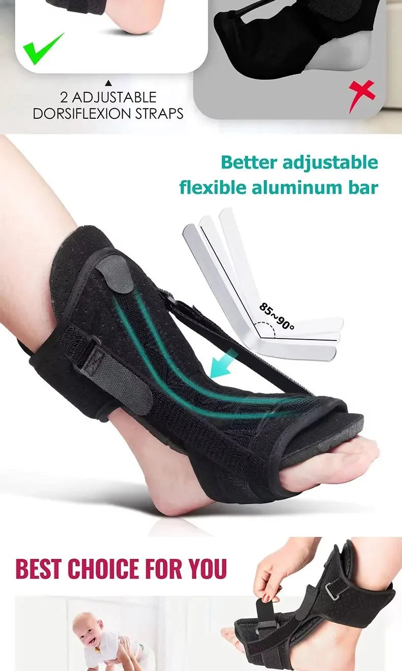 Plantar Fasciitis Night Splint Unisex Adjustable Foot Drop Orthotic Brace for Plantar Fasciitis & Achilles Tendonitis Foot Care