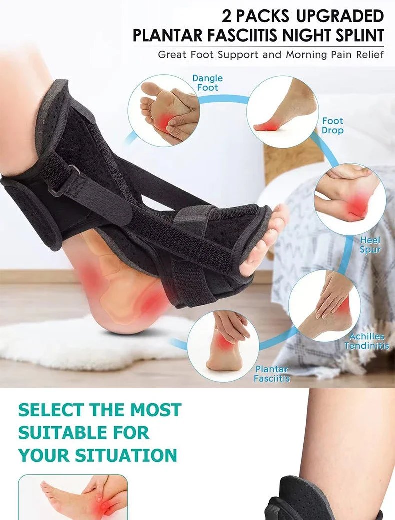 Plantar Fasciitis Night Splint Unisex Adjustable Foot Drop Orthotic Brace for Plantar Fasciitis & Achilles Tendonitis Foot Care