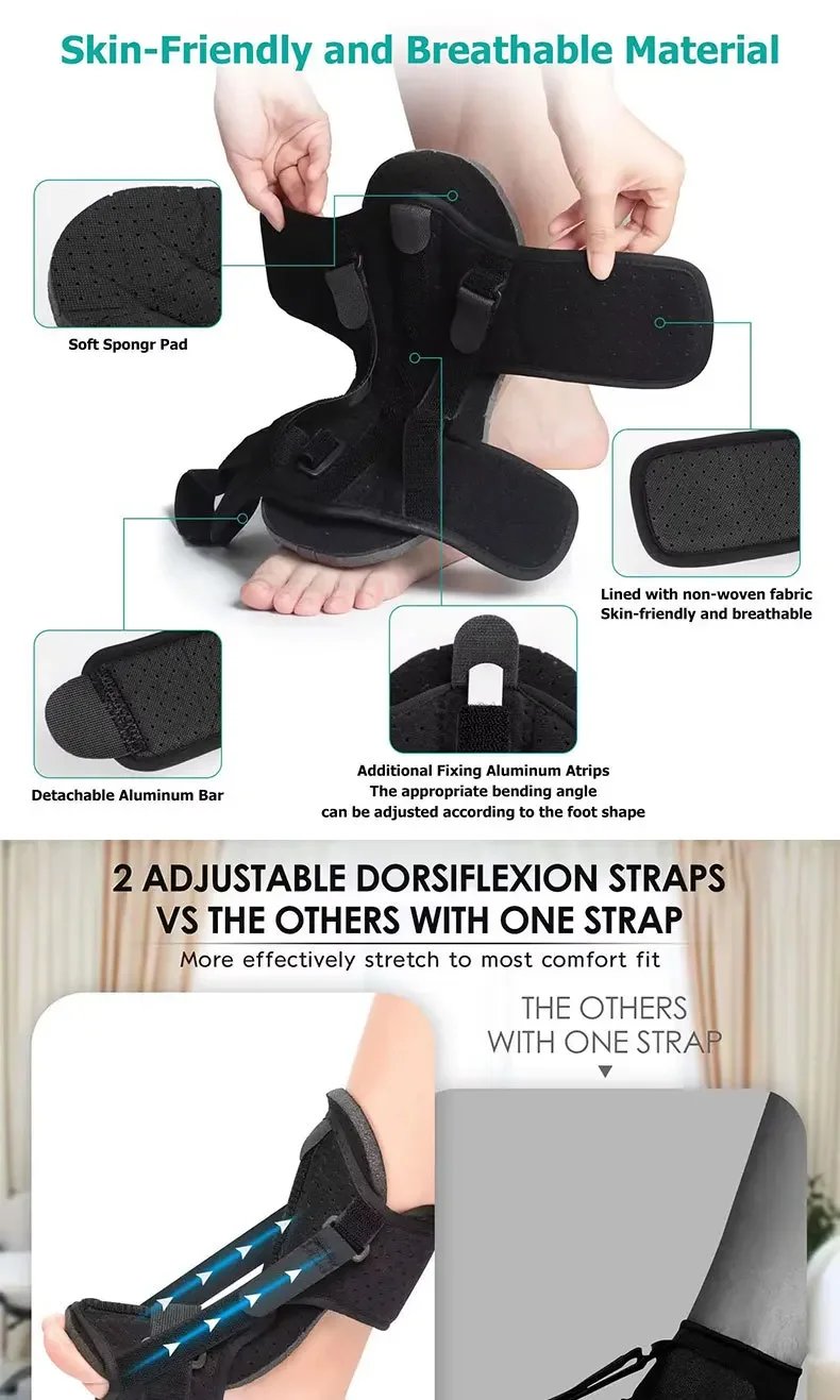 Plantar Fasciitis Night Splint Unisex Adjustable Foot Drop Orthotic Brace for Plantar Fasciitis & Achilles Tendonitis Foot Care