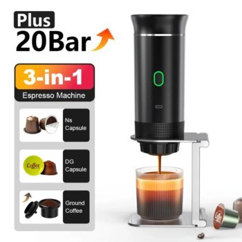 3-in-1 Capsule Powder Travel Coffee Maker Wireless Electric Portable Espresso Coffee Machine for Car & Home Camping Coffee Maker