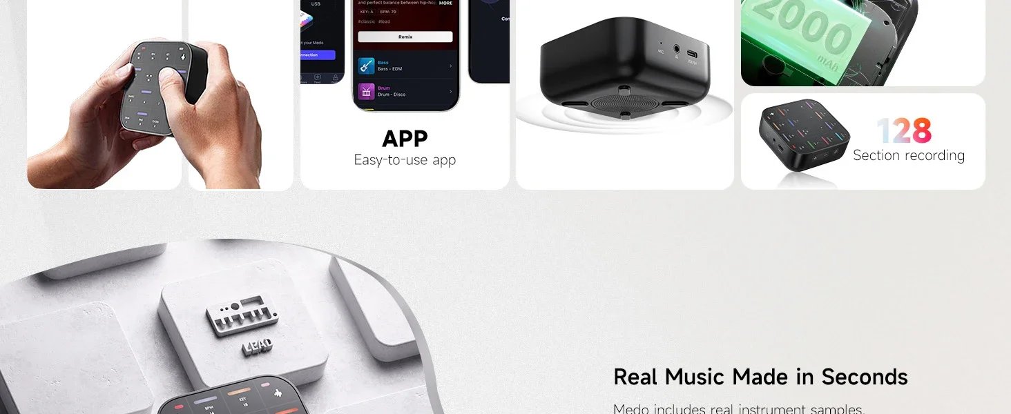 Donner MEDO Bluetooth MIDI Controller, Portable Electronic Instrument | Chord, Sample, Lead, Bass, Drum