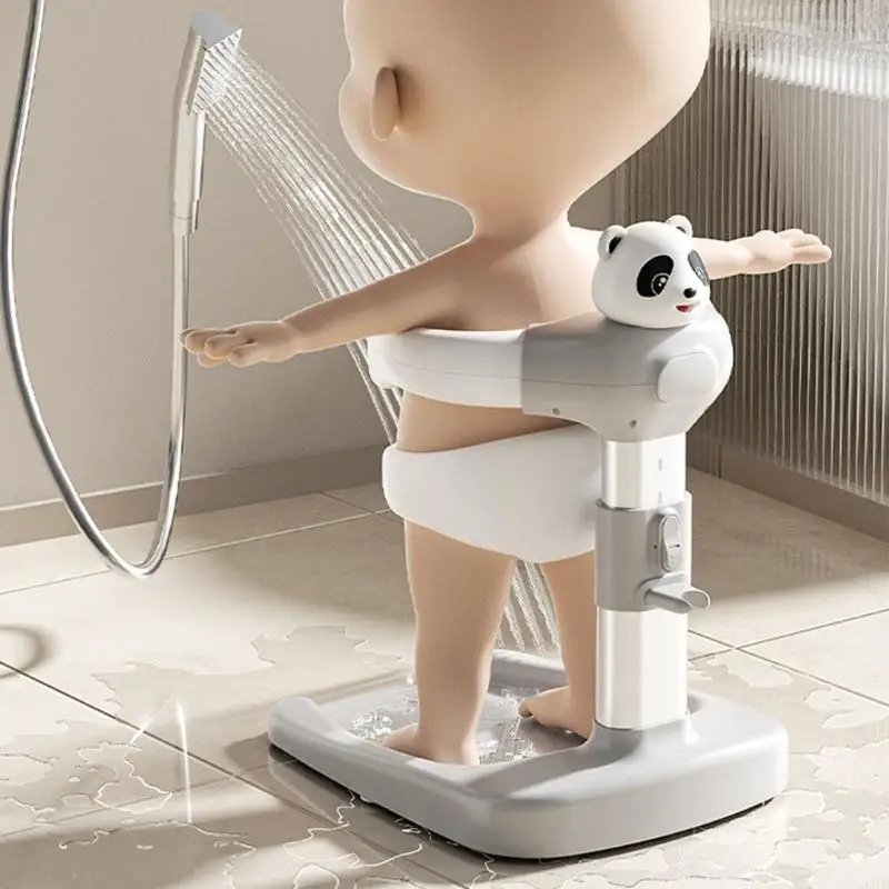 6-gear Adjustable Baby Bath Stand Anti Slip Base Cartoon Shower Support Holder Rack for Infants Detachable Shower Helper A2UB