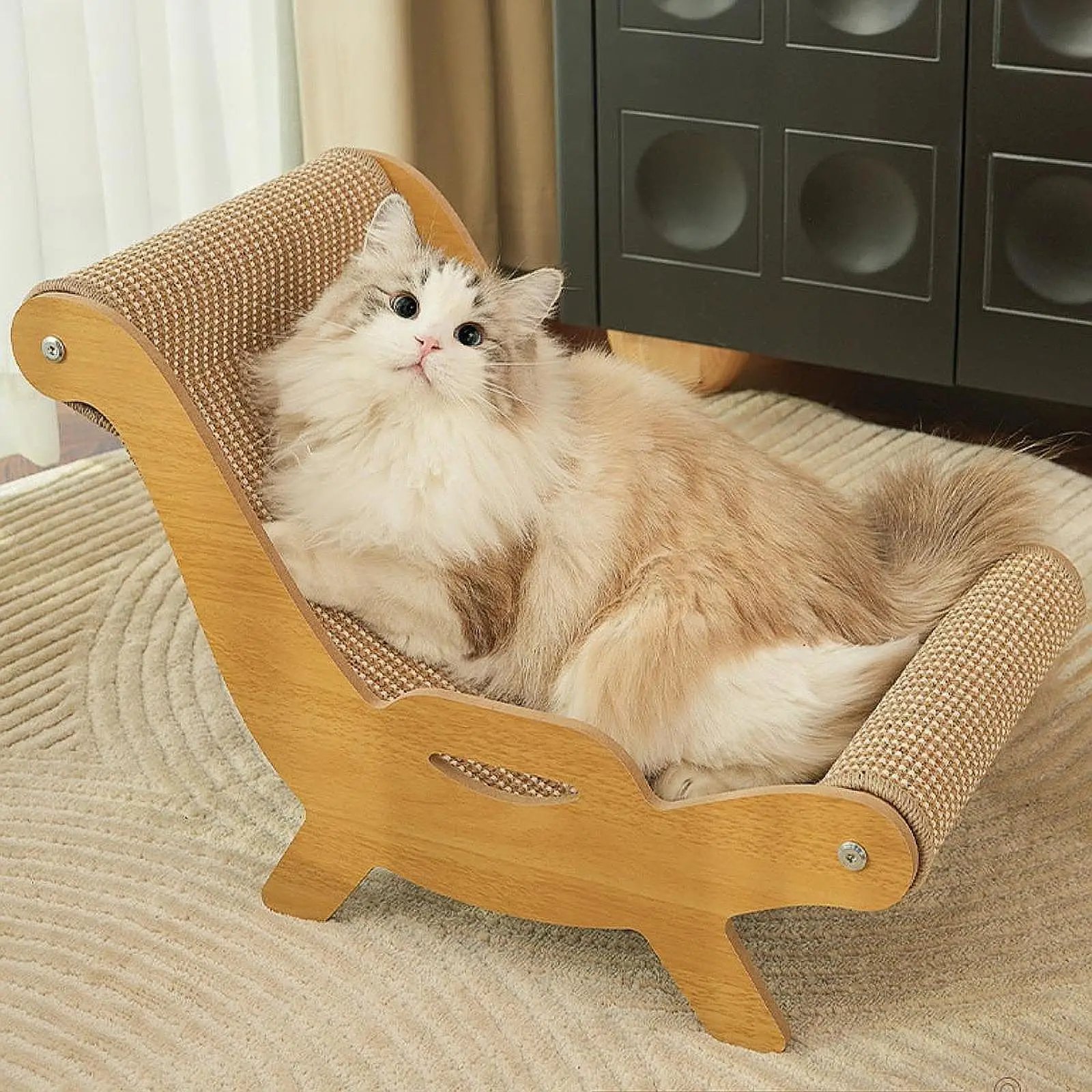 2 in 1 Cat Sisal Scratcher Lounge Chair Kitten Bed Couch 51.5x32x35cm