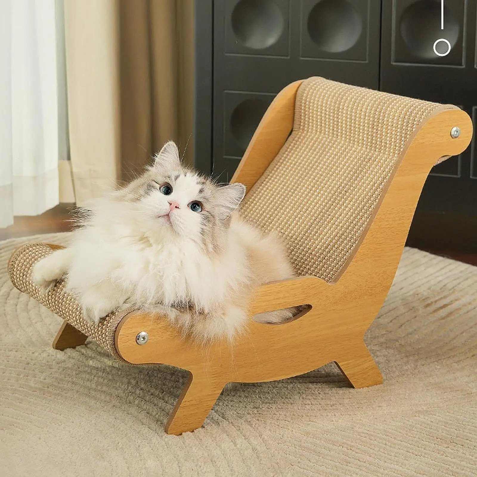 2 in 1 Cat Sisal Scratcher Lounge Chair Kitten Bed Couch 51.5x32x35cm