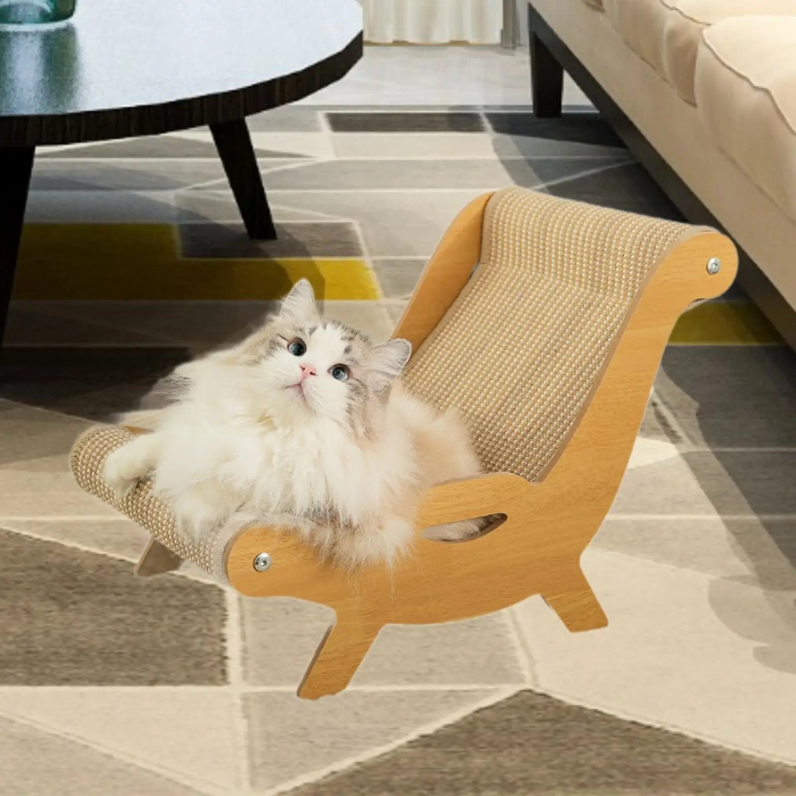 2 in 1 Cat Sisal Scratcher Lounge Chair Kitten Bed Couch 51.5x32x35cm